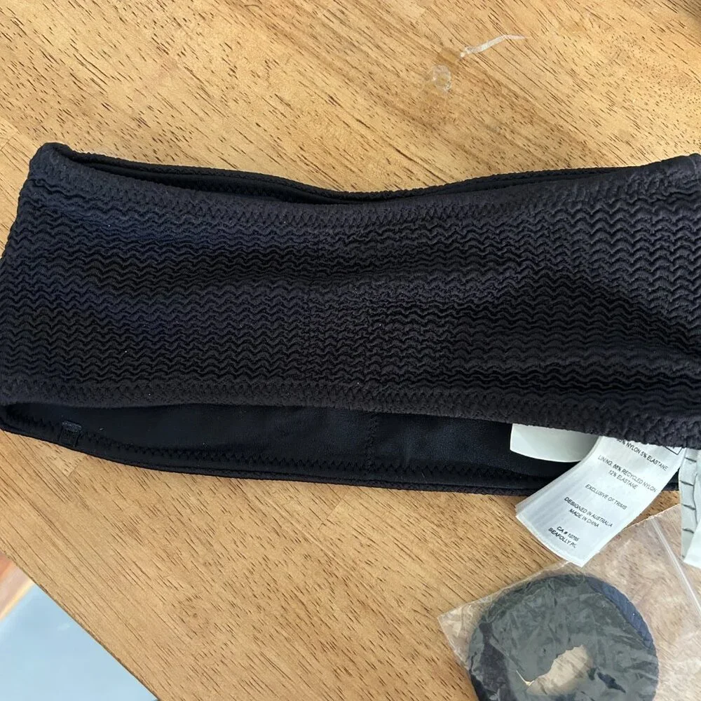 Seafolly Essentials Bandeau halter bikini top black size 6 NEW